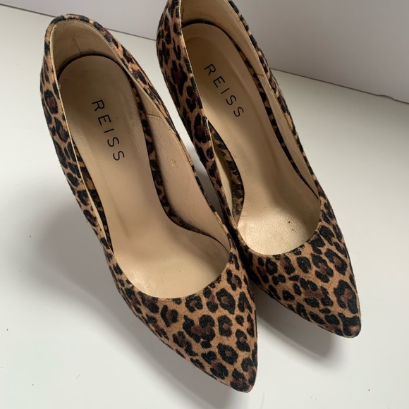 REISS Gold Heel Leopard Pumps - Picture 2 of 7